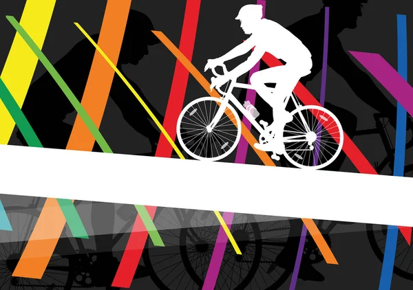 Ciclista homem ativo e mulher ciclistas de bicicleta no esporte abstrato la —  Vetores de Stock