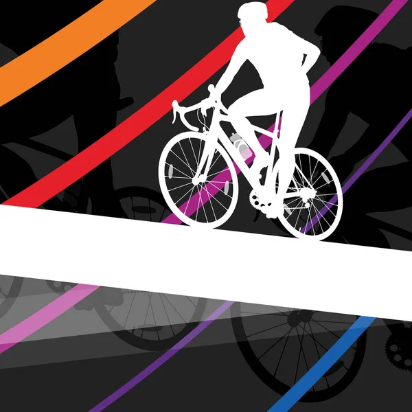 サイクリスト アクティブな男と女自転車ライダー抽象スポーツ ラで — ストックベクタ