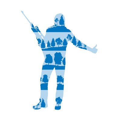 F avcı siluet tüfek vektör arka plan kavramı ile yapılan