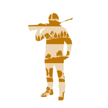 F avcı siluet tüfek vektör arka plan kavramı ile yapılan