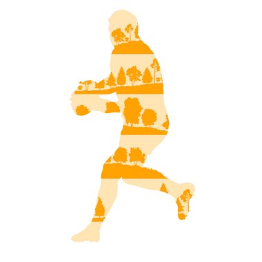 Rugby player siluet vektör arka plan ormanının yapılan