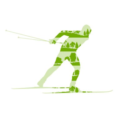 Yapılan çapraz ülke Kayak adam vektör arka plan soyut kavram