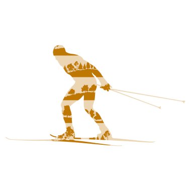 Yapılan çapraz ülke Kayak adam vektör arka plan soyut kavram