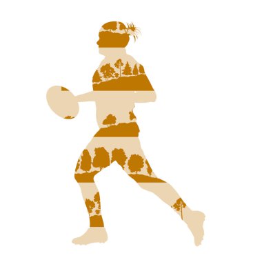 Rugby kadın oyuncu aktif spor vektör arka plan illüstrasyon c