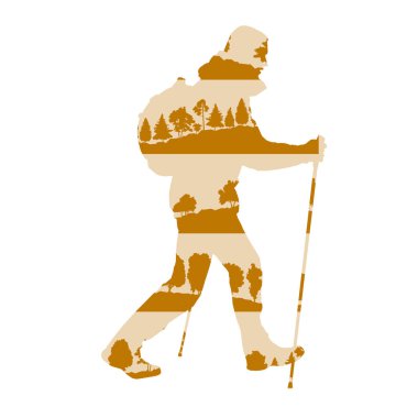 Yapılan yürüyüş ve Nordik yürüyüş vektör arka plan kavramı ön plana