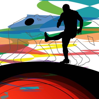 Aktif genç erkekler rugby oyuncu spor siluetleri spor b soyut