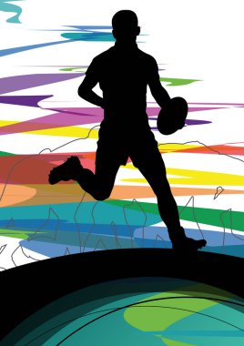Aktif genç erkekler rugby oyuncu spor siluetleri spor b soyut