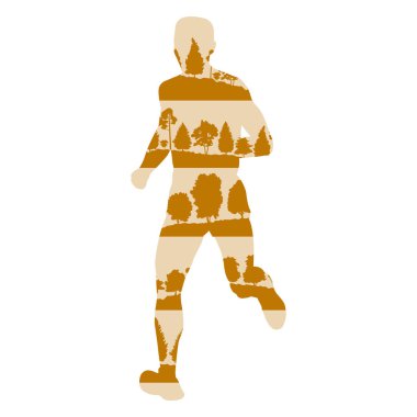 Orman ağaç parçaları ile izole yapılmış soyut vektör runner