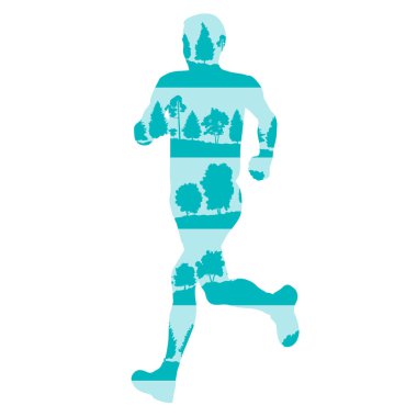 Orman ağaç parçaları ile izole yapılmış soyut vektör runner
