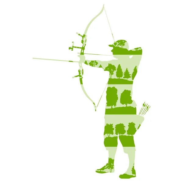 Стрелец с луком и векторным фоном абстрактный иллюстр — стоковый вектор