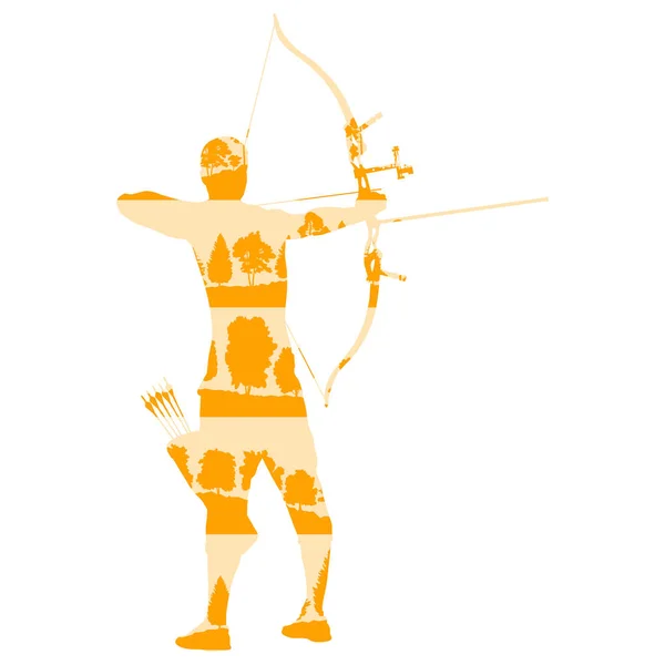 Archer man with bow and arrow vector background abstract illustr — Stock Vector