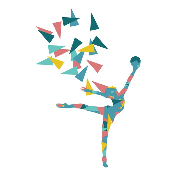 Gymnast with ball Art gymnastics abstract vector background illu — Stock Vector