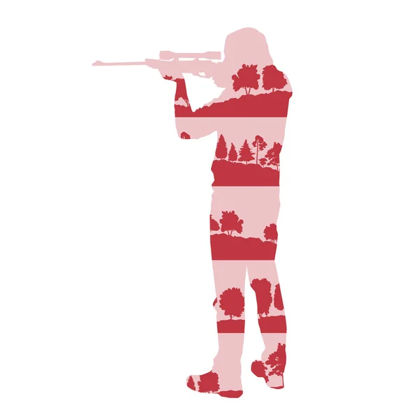 猎人剪影与步枪矢量背景概念所作的 f — 图库矢量图片