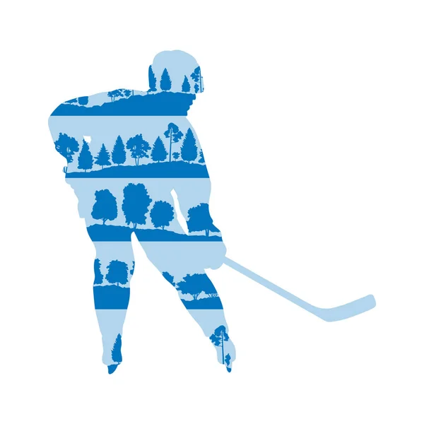 Ice hockey player silhouette vector background concept made with — Stock Vector