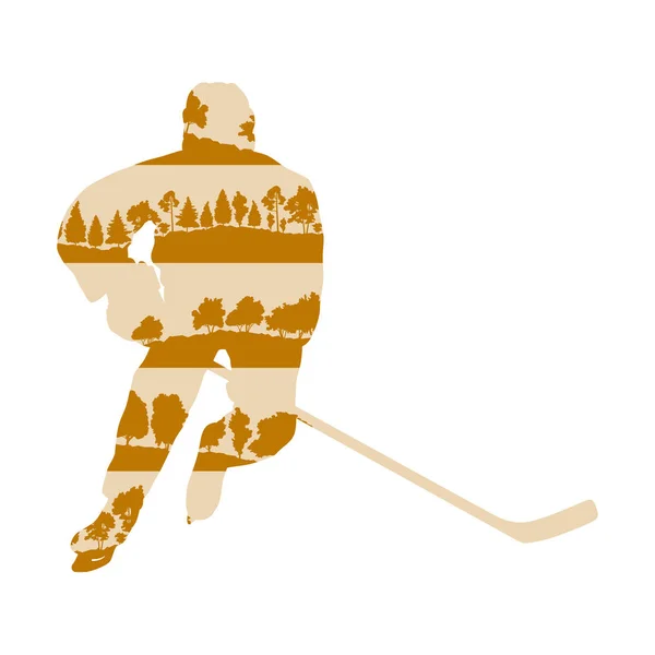 Ice hockey player silhouette vector background concept made with — Stock Vector