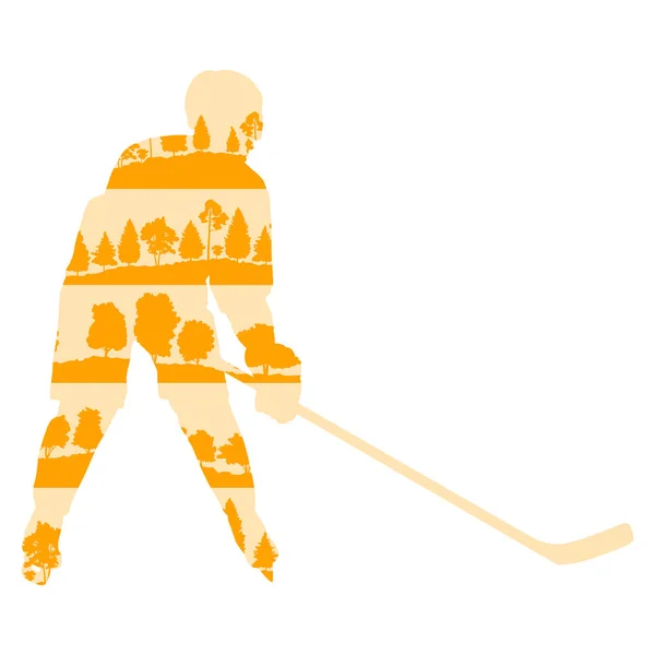 Ice hockey player silhouette vector background concept made with — Stock Vector