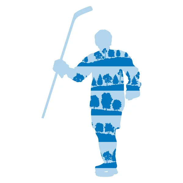 冰上曲棍球球员剪影矢量背景概念用 — 图库矢量图片