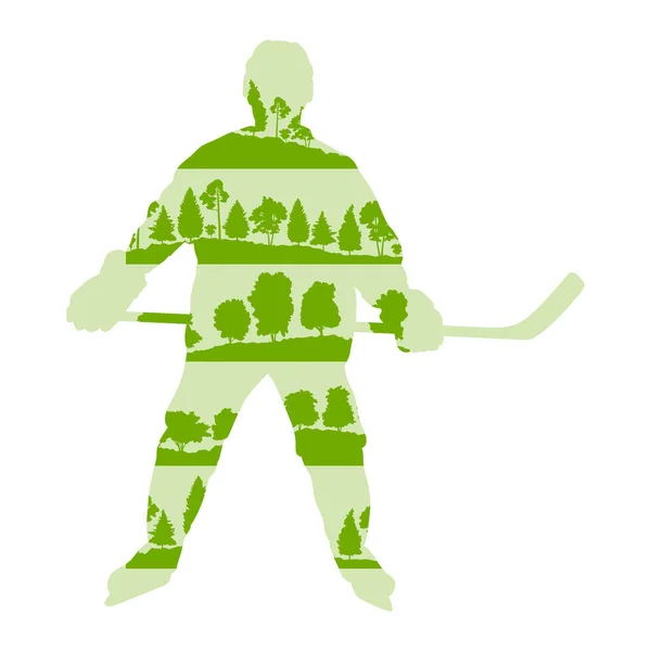 Ice hockey player silhouette vector background concept made with — Stock Vector