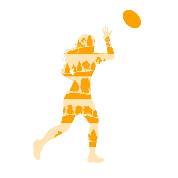 Rugby kobieta gracz aktywny sport wektor tle ilustracja c — Wektor stockowy