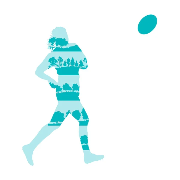 Rögbi nő aktív sport vektor háttér illusztráció ' c ' játékos — Stock Vector