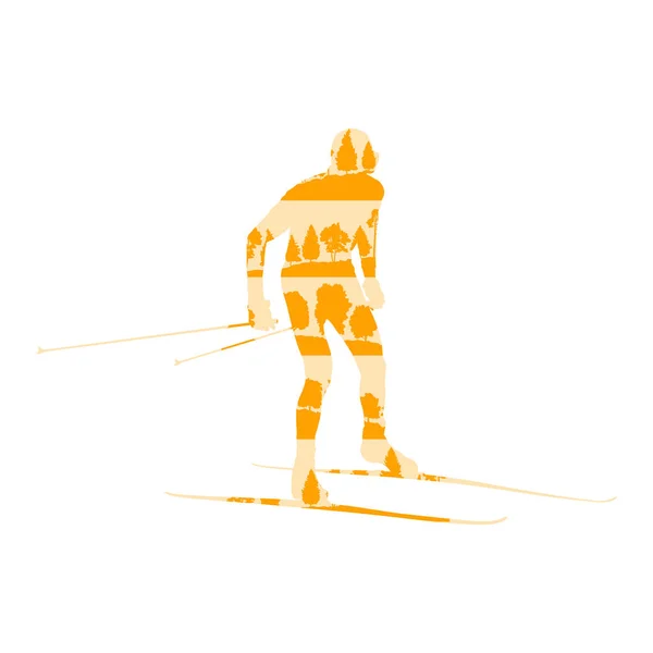 クロスカントリー スキー男ベクトル背景抽象的な概念を作った — ストックベクタ