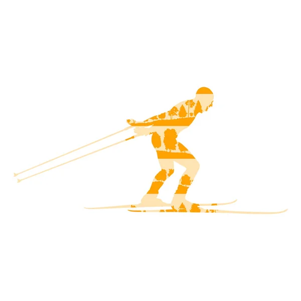 Cross country ski man vector background abstract concept made — Vetor de Stock