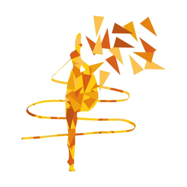 Gymnastiek vrouw met lint vector achtergrond illustratie conce — Stockvector