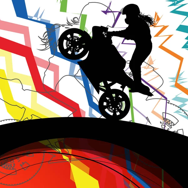 Sport motocyclistes et motos silhouettes abstraites illu — Image vectorielle