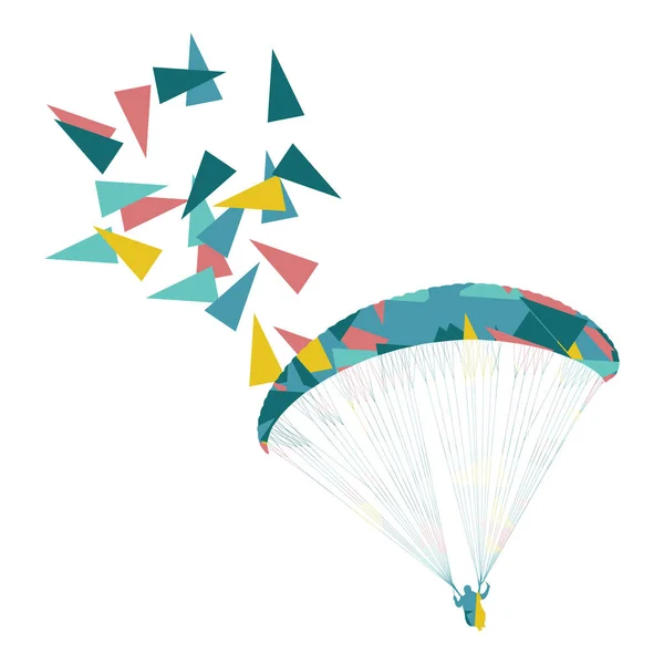Paraglider flying vector background concept made of polygon frag — Stock Vector