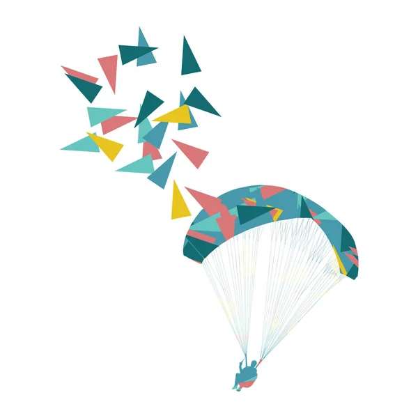 Paraglider vliegende vector achtergrond concept gemaakt van veelhoek frag — Stockvector