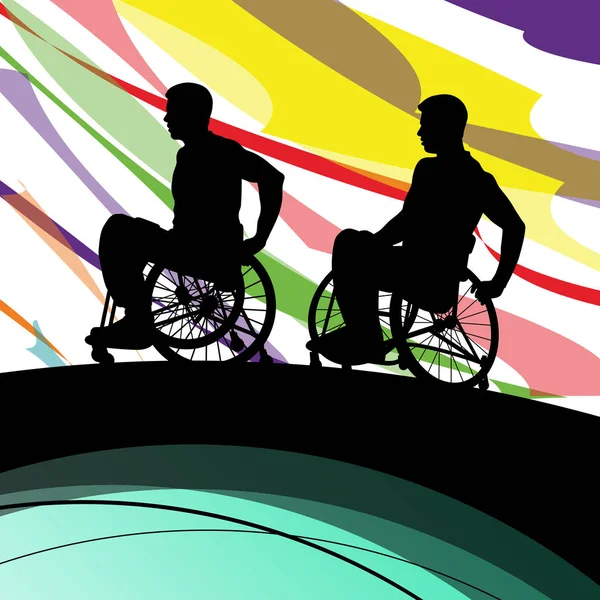 Männer im Rollstuhl behindern medizinische Gesundheit Silhouette abstrakt — Stockvektor