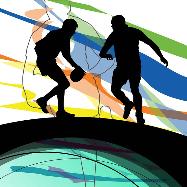 Jeunes hommes actifs joueur de rugby silhouettes sportives sport abstrait b — Image vectorielle