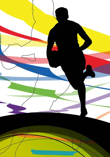 Jeunes hommes actifs joueur de rugby silhouettes sportives sport abstrait b — Image vectorielle