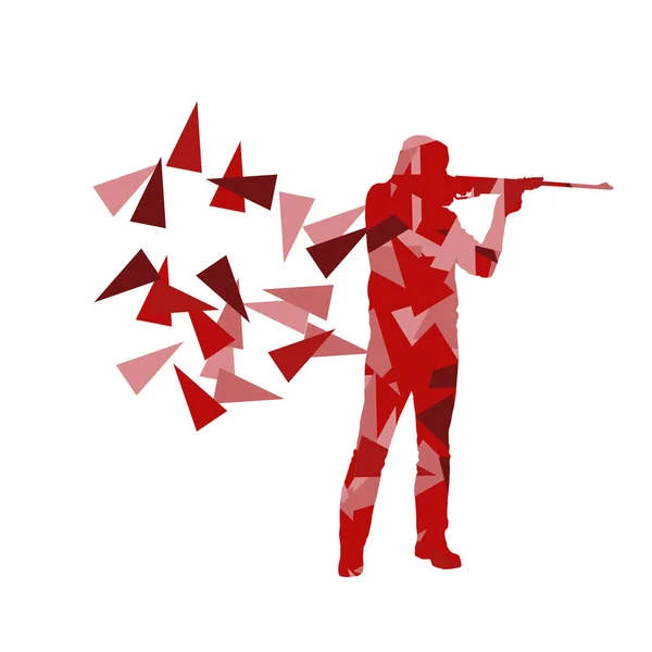 Man met geweer vector achtergrond sport concept gemaakt van veelhoek f — Stockvector