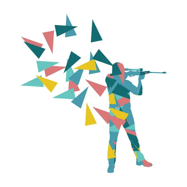 Человек с векторным фоном для винтовки спортивная концепция из полигона f — стоковый вектор