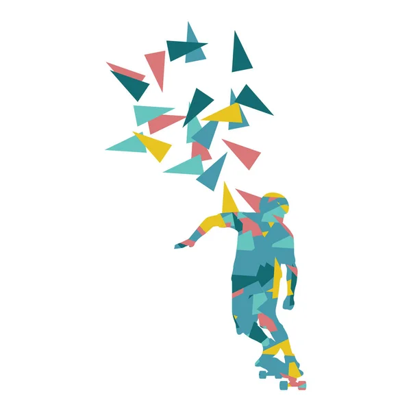 Skateboarder vector background abstract concept made of polygon — Stock Vector