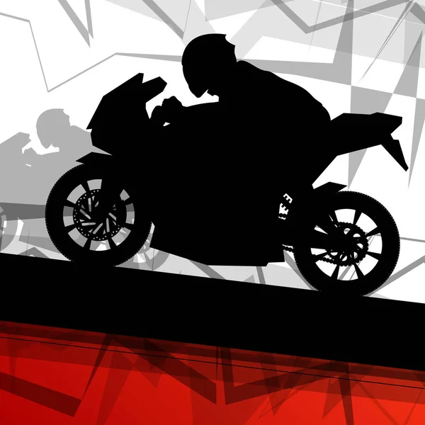 Sport motorfiets renners en motorfietsen silhouetten abstracte illu — Stockvector