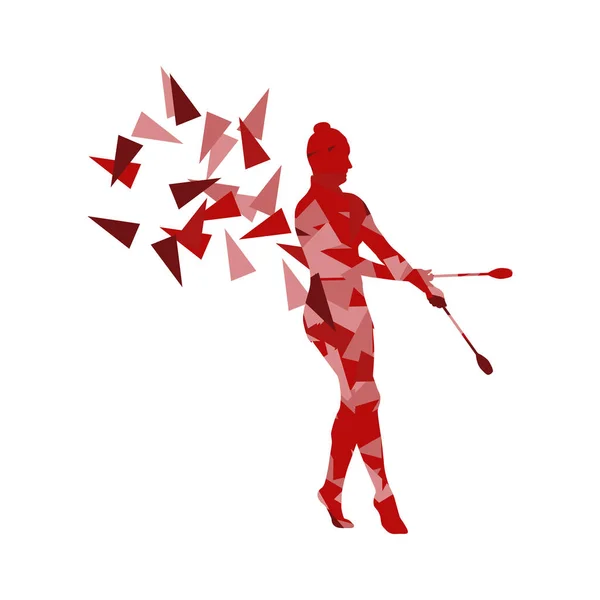 Rendimiento de la mujer gimnasia rítmica con clubes vector abstracto — Vector de stock