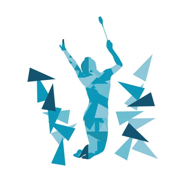 Gymnastique rythmique performance féminine avec des clubs vecteur abstrait — Image vectorielle