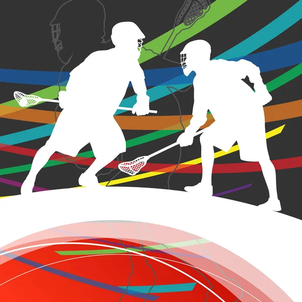 Men active sport lacrosse players silhouettes abstract backgroun Royalty Free Stock Vectors