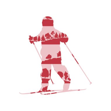 Çocuk çapraz ülke yapılmış küçük çocuk Kayak kavramı ön plana