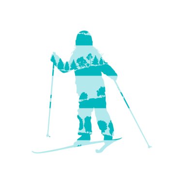 Çocuk çapraz ülke yapılmış küçük çocuk Kayak kavramı ön plana