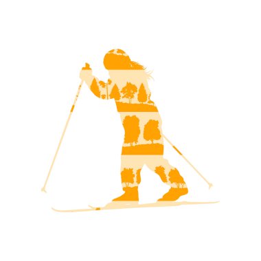 Çocuk çapraz ülke yapılmış küçük çocuk Kayak kavramı ön plana