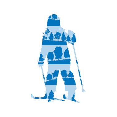 Çocuk çapraz ülke yapılmış küçük çocuk Kayak kavramı ön plana