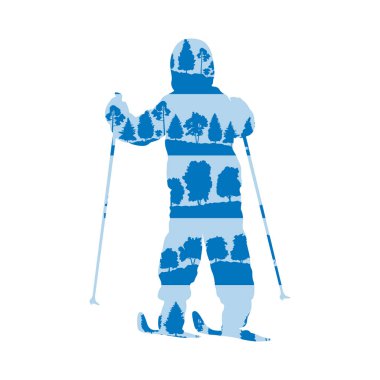 Çocuk çapraz ülke yapılmış küçük çocuk Kayak kavramı ön plana