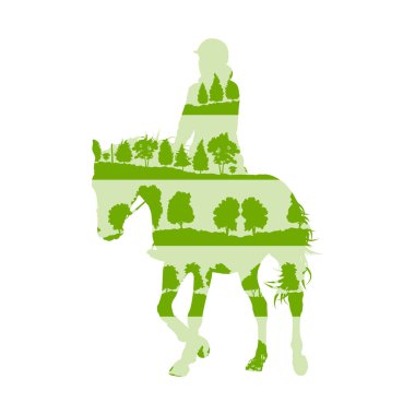 Yapılan binici ve at binicilik spor vektör arka plan kavramı 