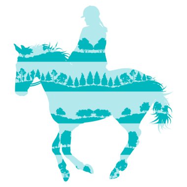 Yapılan binici ve at binicilik spor vektör arka plan kavramı 