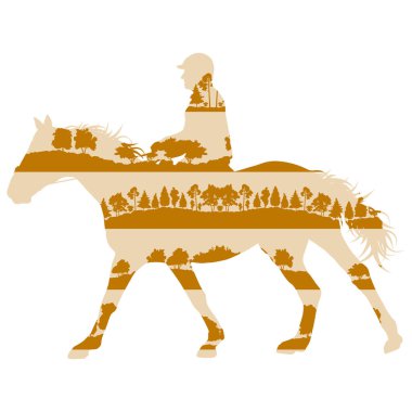 Yapılan binici ve at binicilik spor vektör arka plan kavramı 