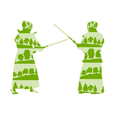 Ağacı Kendo avcı shinai vektör arka plan kavramı ile yapılan