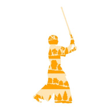 Ağacı Kendo avcı shinai vektör arka plan kavramı ile yapılan